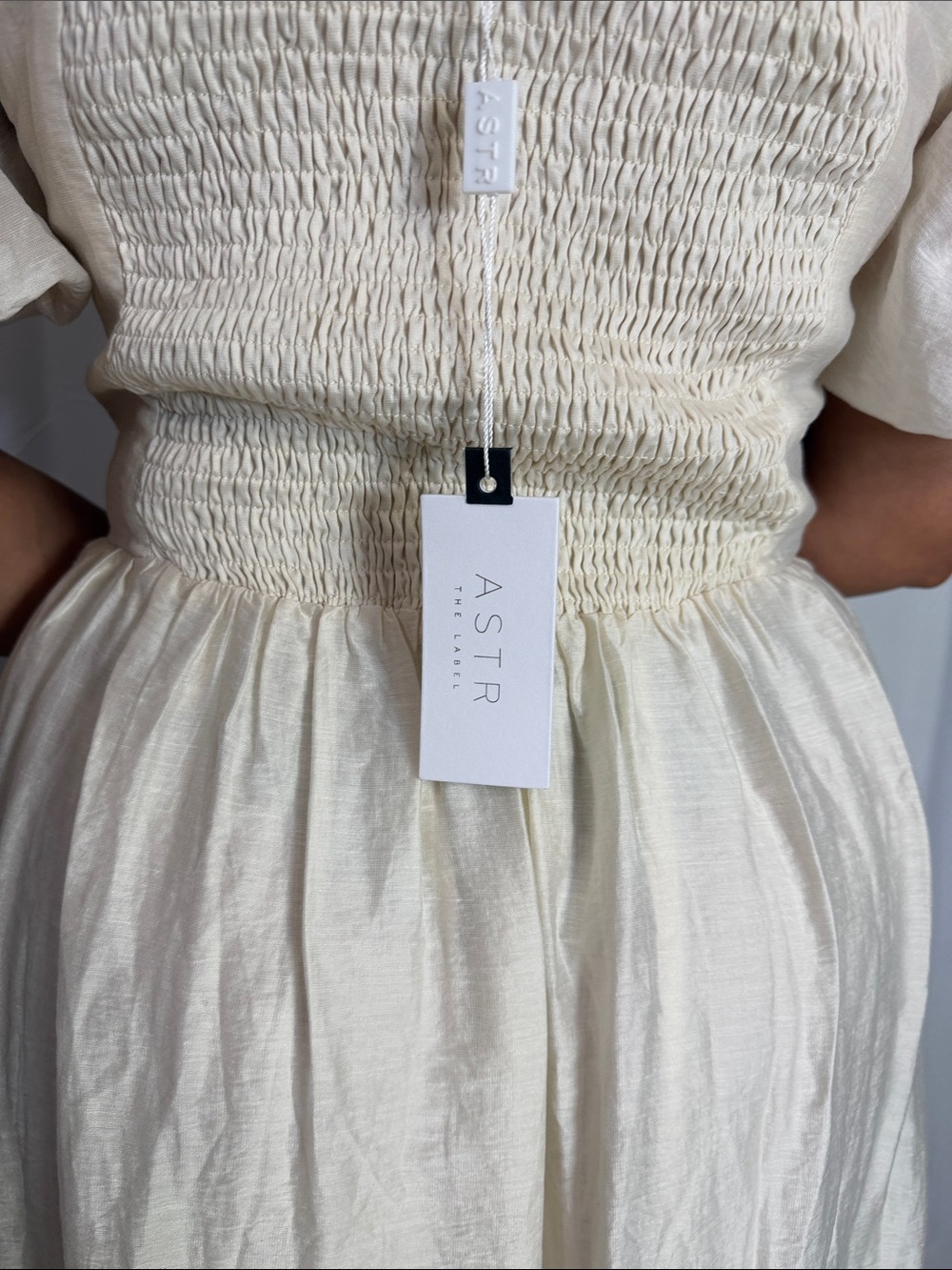 Astr One-Shoulder Ivory Midi Dress with Corset Bodice - Picture 7 of 9